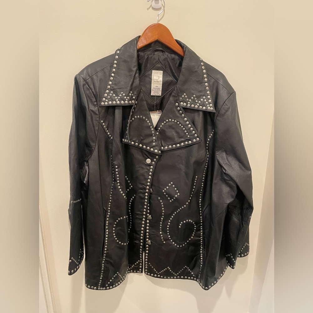 Roaman's Black Studded Leather Jacket - Picture 2 of 4